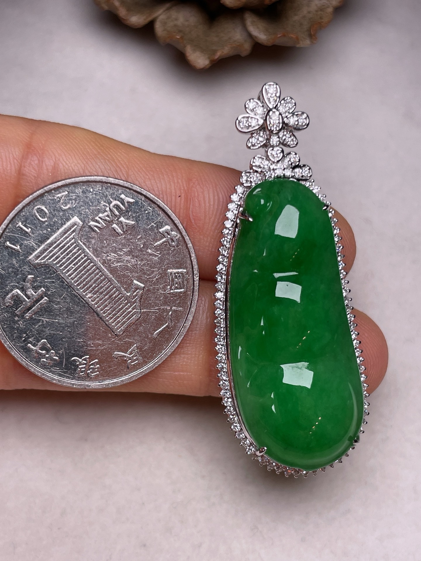 ️ 18k金镶福瓜，冰糯种满色，无裂，一手货源长46.8