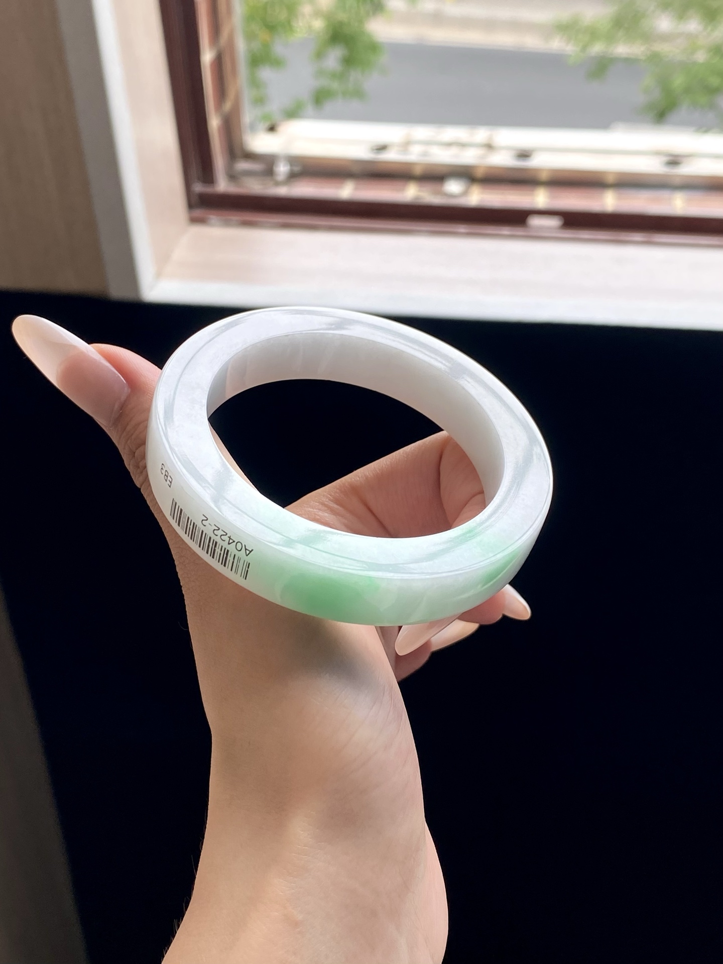 白底青镯胚，A0422-2，⭕️76.5-57-12.2-10，可做57～60正圈