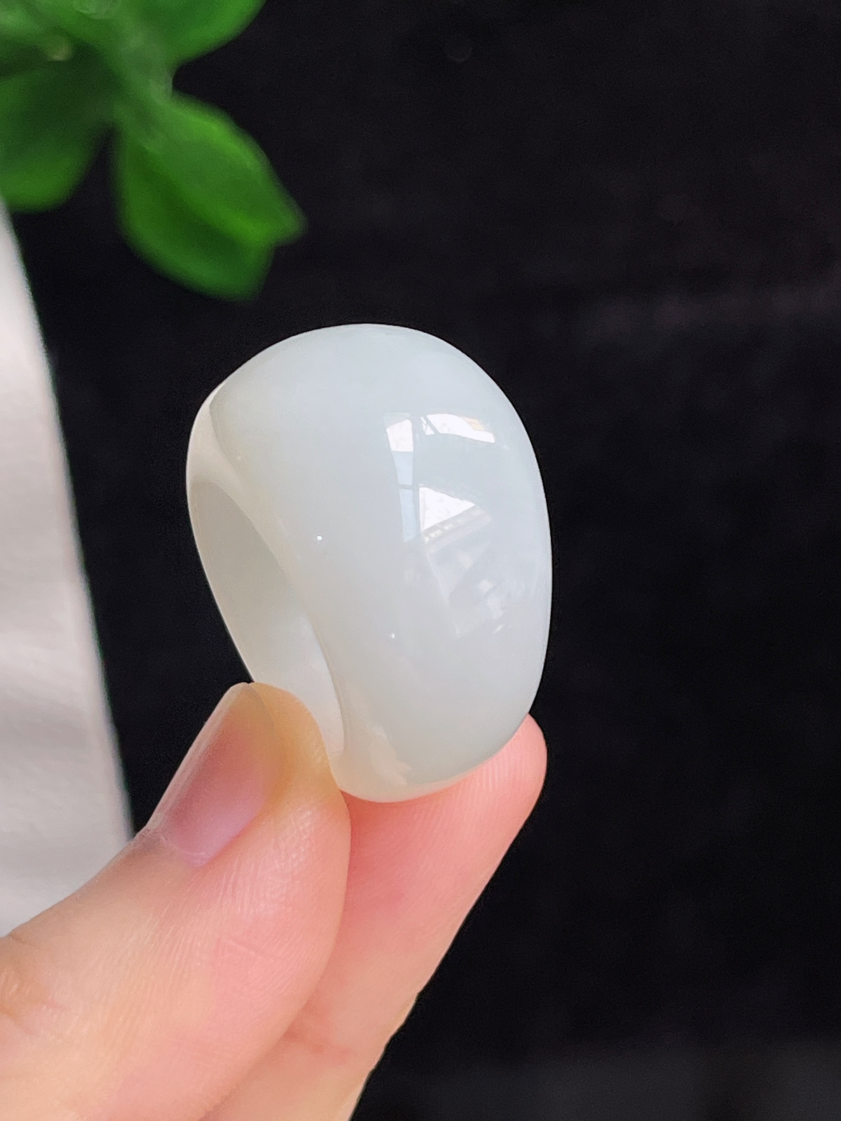 和田玉白玉馒头指环