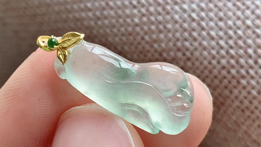 天然翡翠，玉兰花，冰种无裂，18k金，尺寸20/10.6/5，aa427