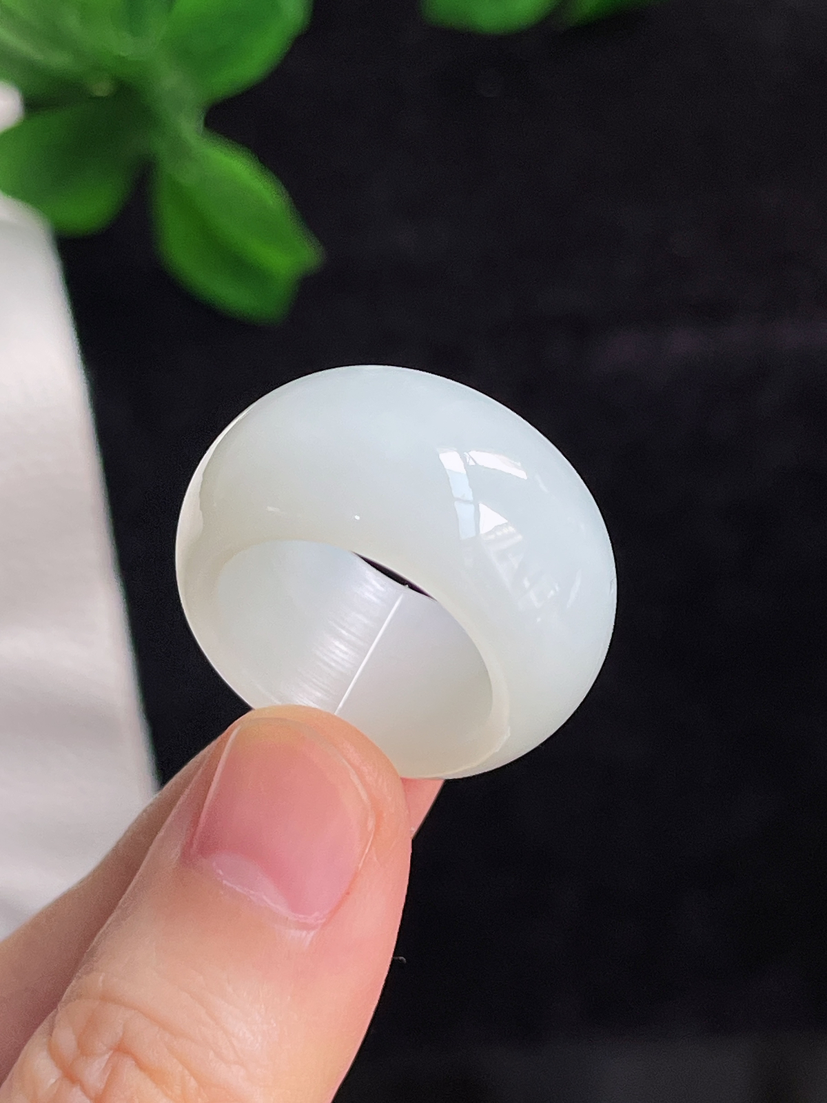 和田玉白玉宽版指环