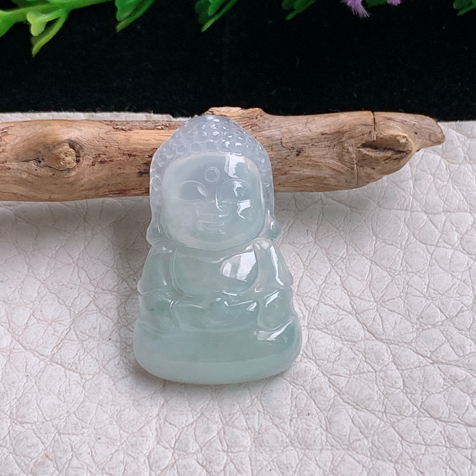 axm实拍29*18*5.2缅甸翡翠冰纯宝宝佛 开心佛玉吊坠 玉挂件