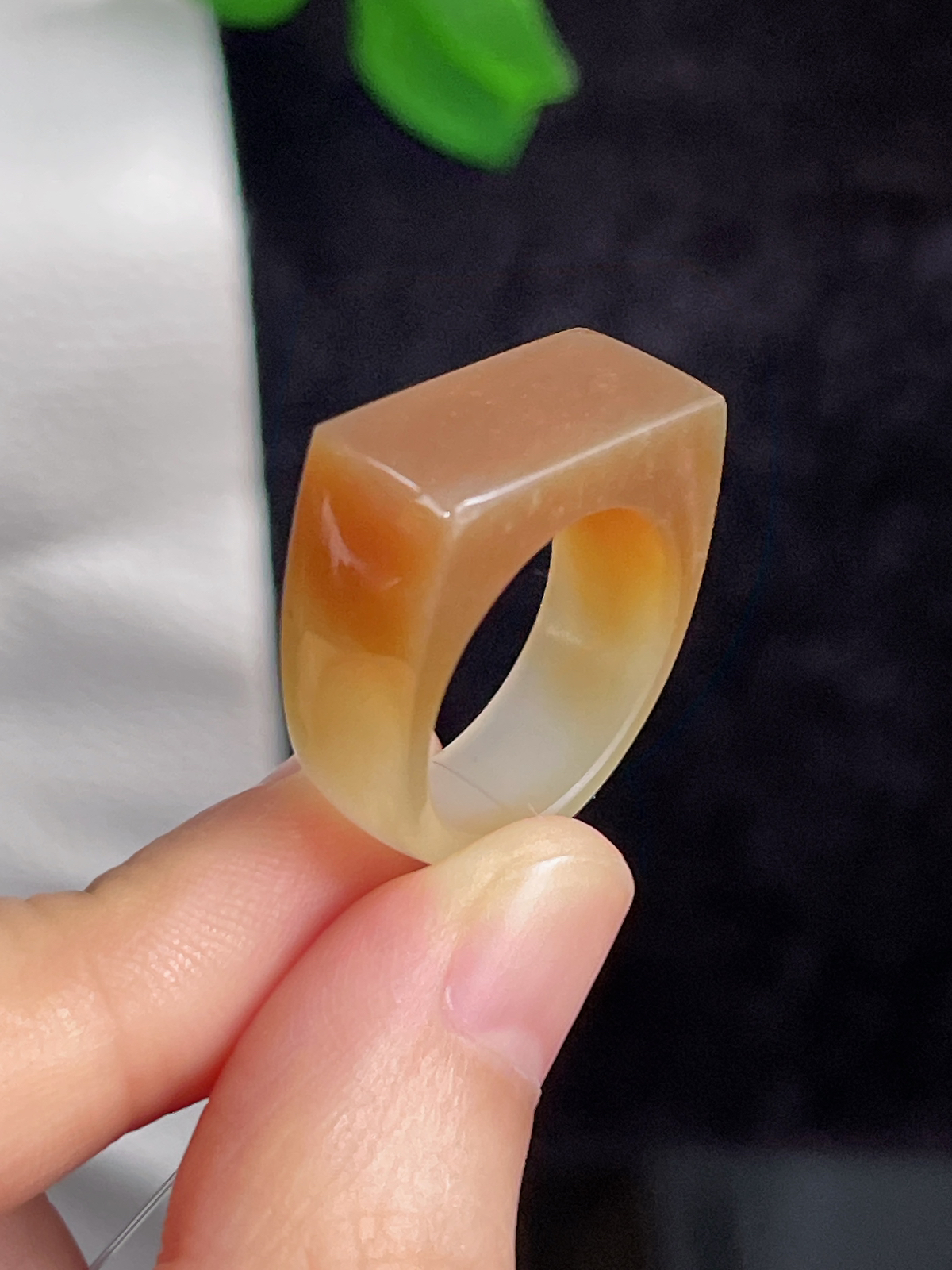 和田玉糖玉马鞍指环