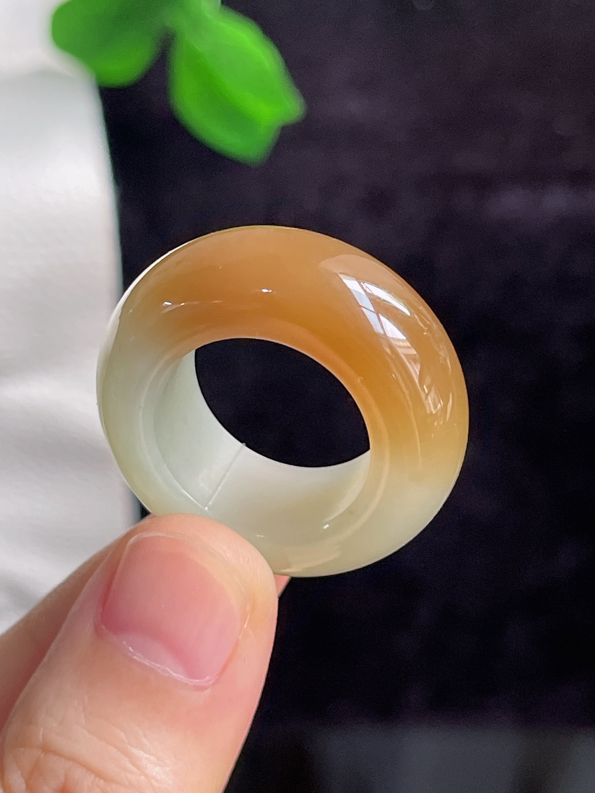 和田玉糖玉宽版指环