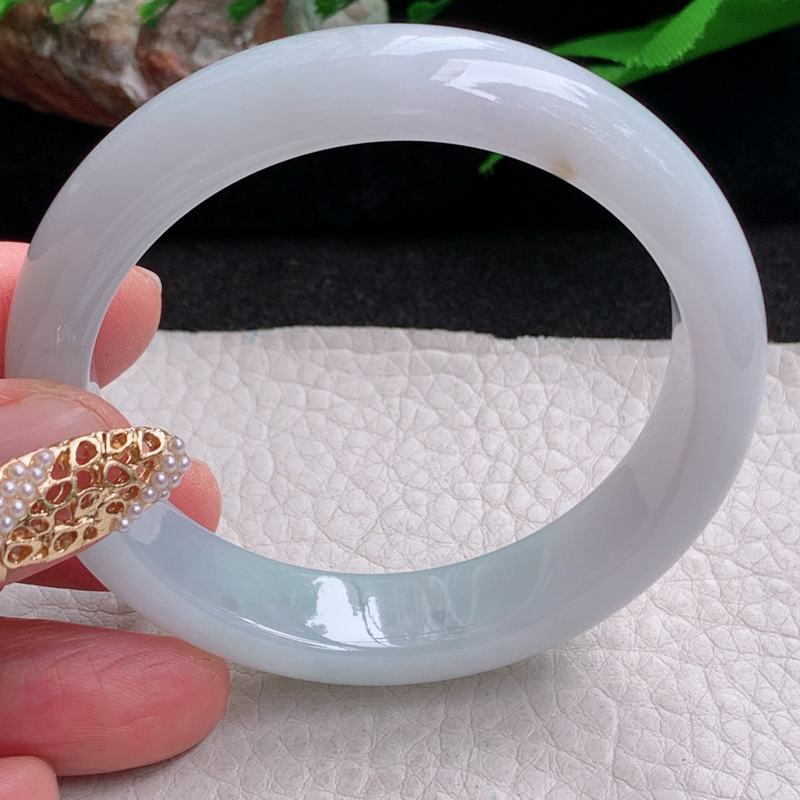 z实拍53*12.2*7.6平安镯 缅甸翡翠a货手镯清新纯美正圈玉镯子