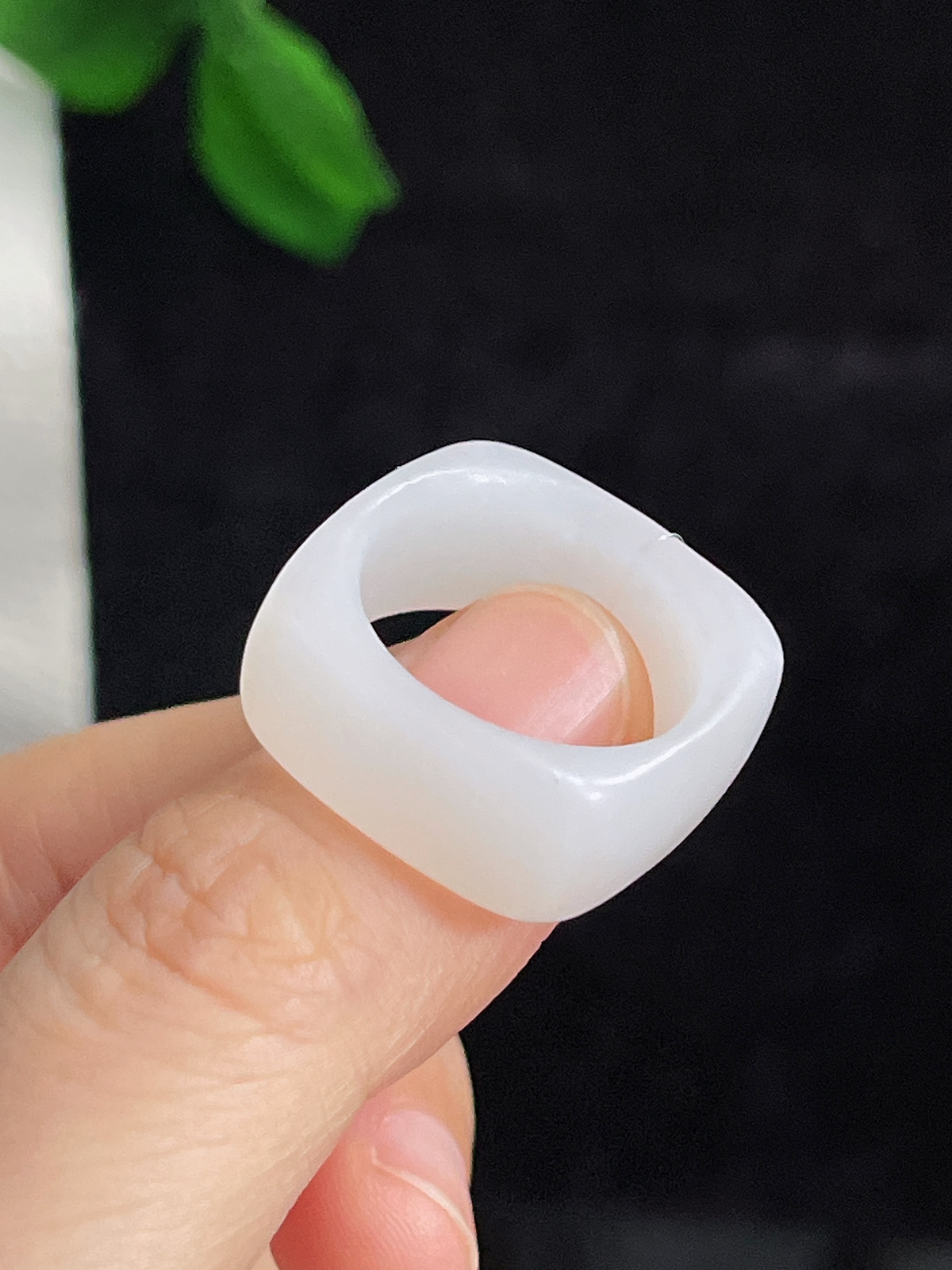 和田玉白玉方形指环