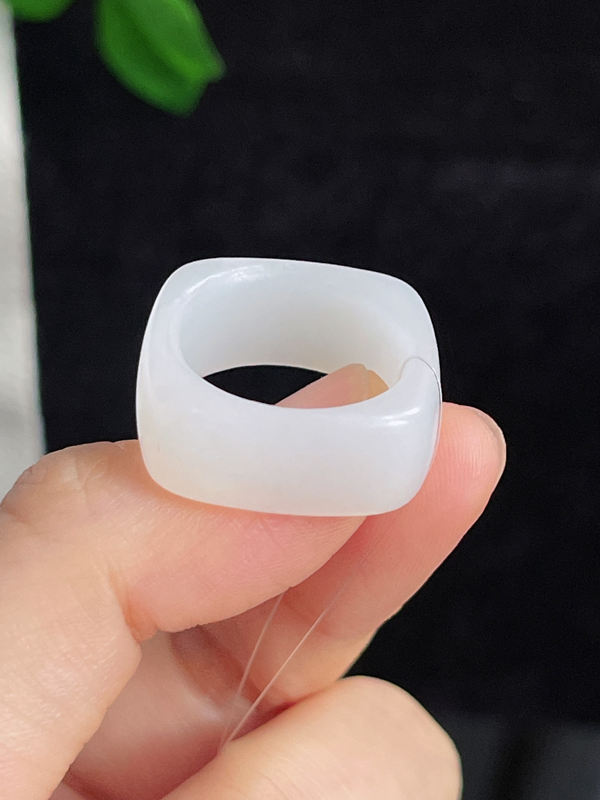 和田玉白玉方形指环