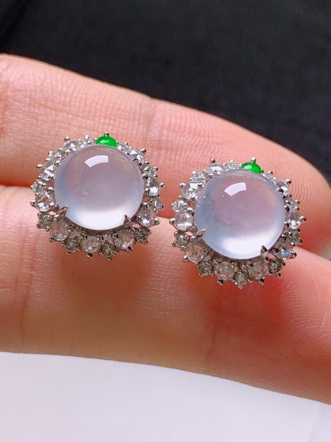 ️ 冰种旦面耳钉，无裂通透起光，种水，裸石8.5/8.3/3.8