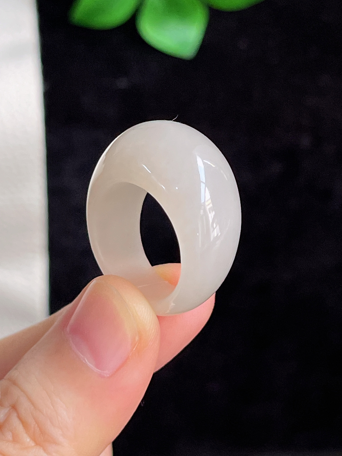 和田玉白玉馒头指环