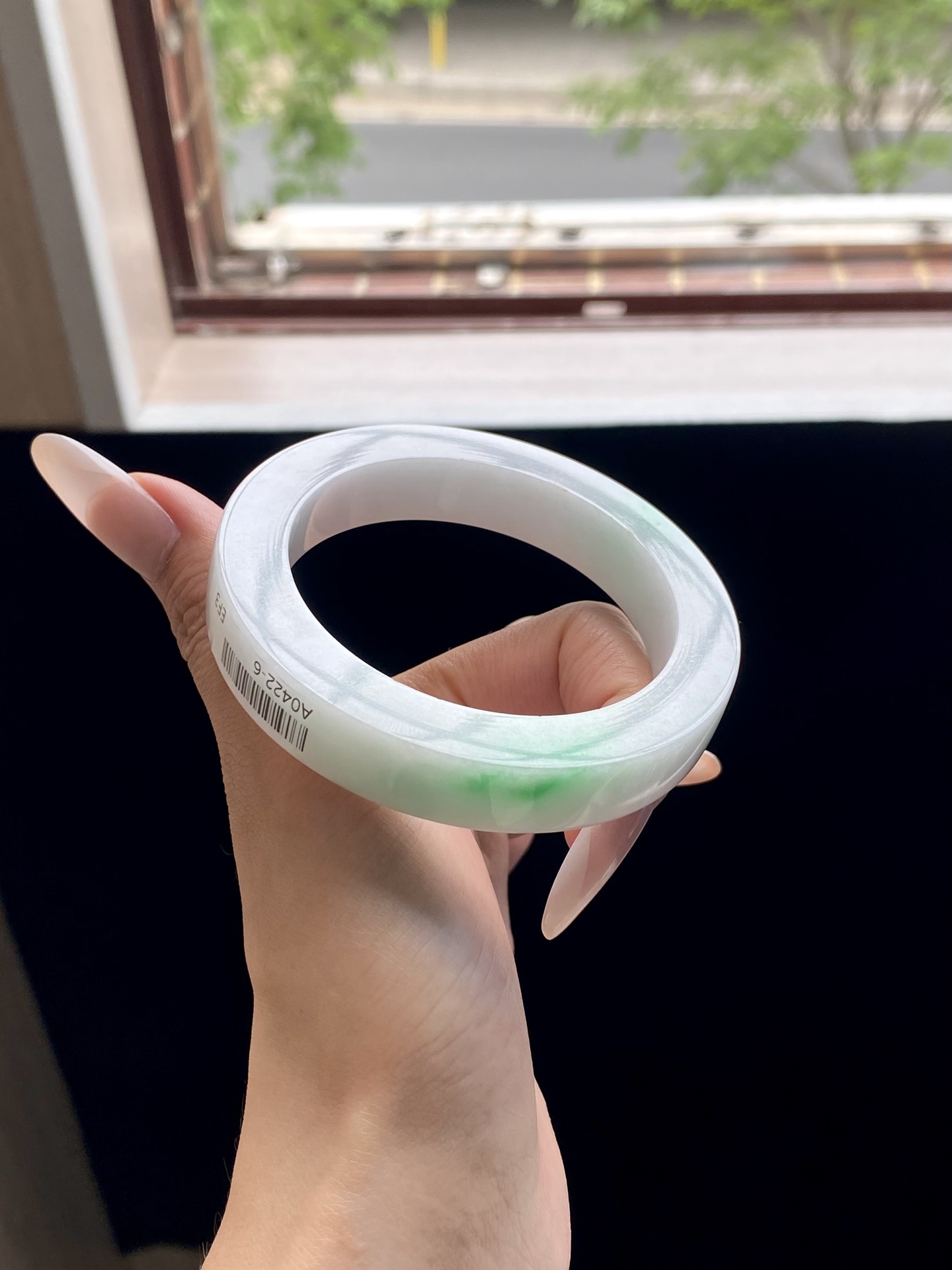 白底青镯胚，A0422-6，⭕️76.5-57-12-10，可做57～60正圈