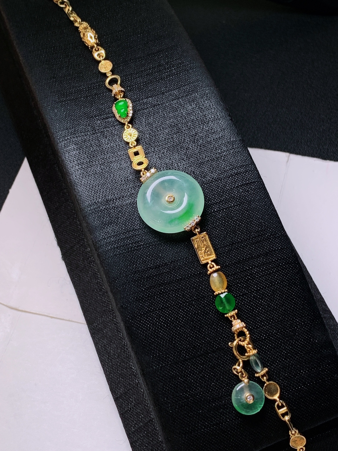 ️ 高冰飘绿平安扣手链，冰透翠绿，裸石16.2-5.8