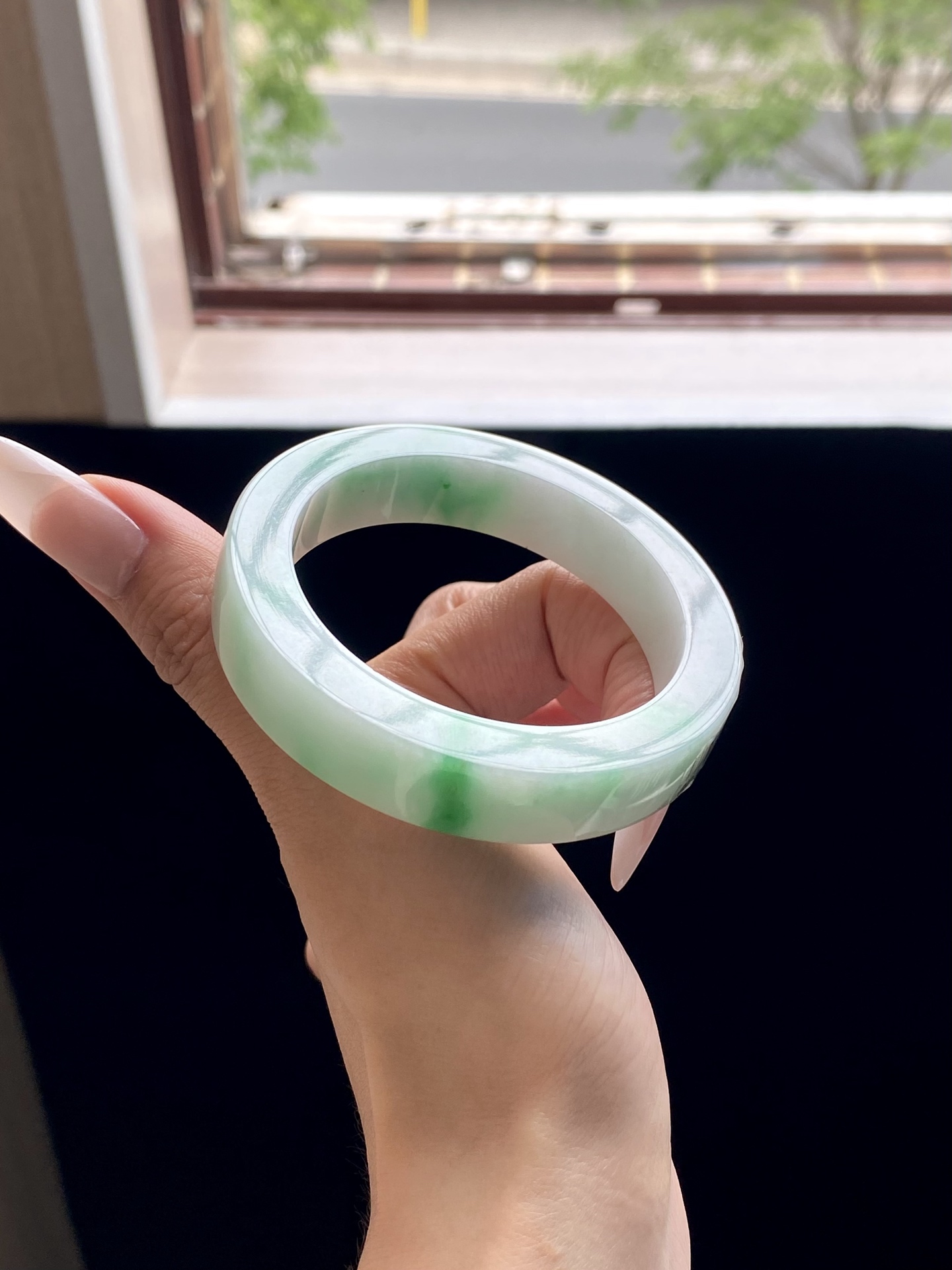 小圈口白底青镯胚，A0422-4，70-53-12.3-8.8，可做53～54正圈