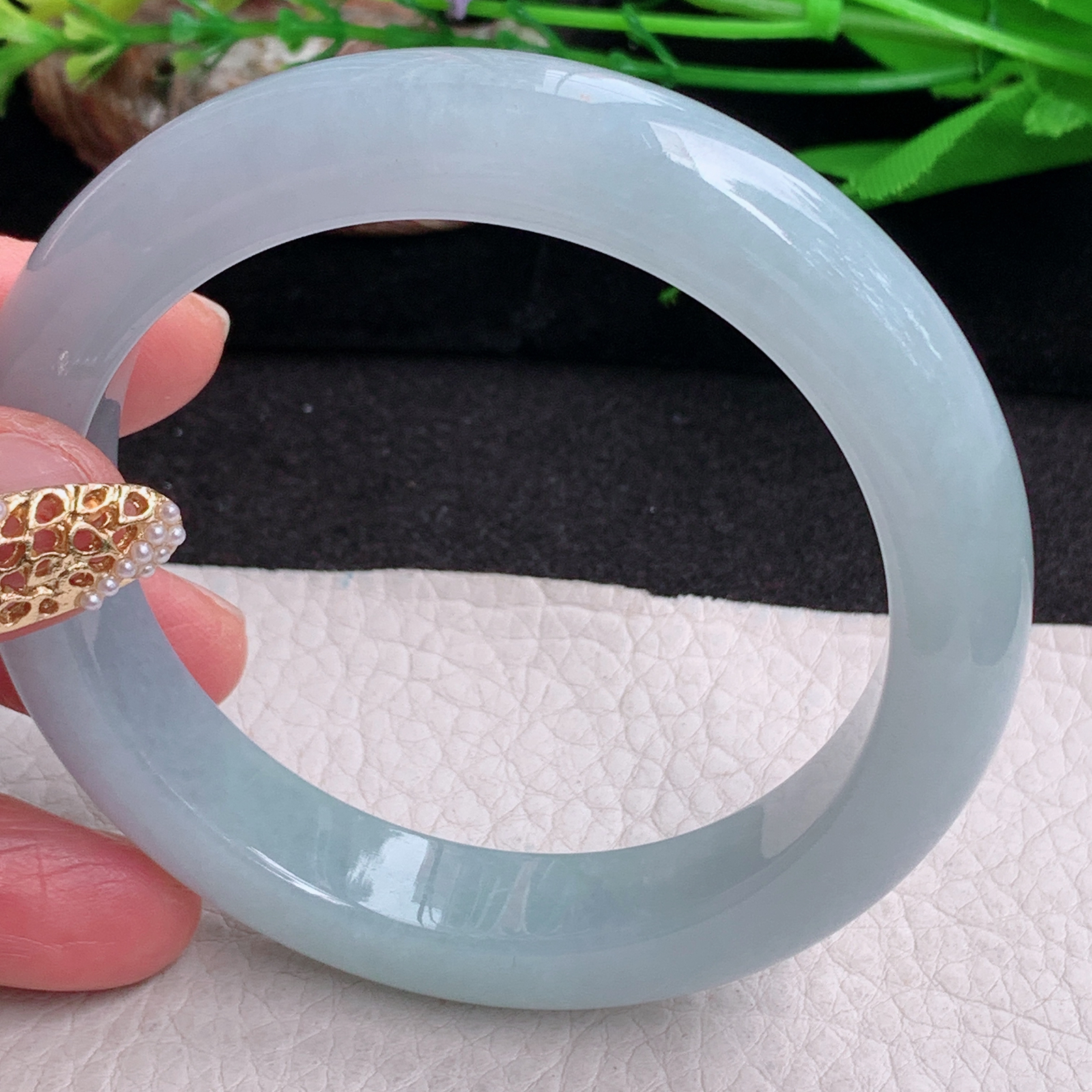 ee实拍59.5*12.3*9.5平安镯 缅甸翡翠a货手镯蓝紫大气女款正圈玉镯子