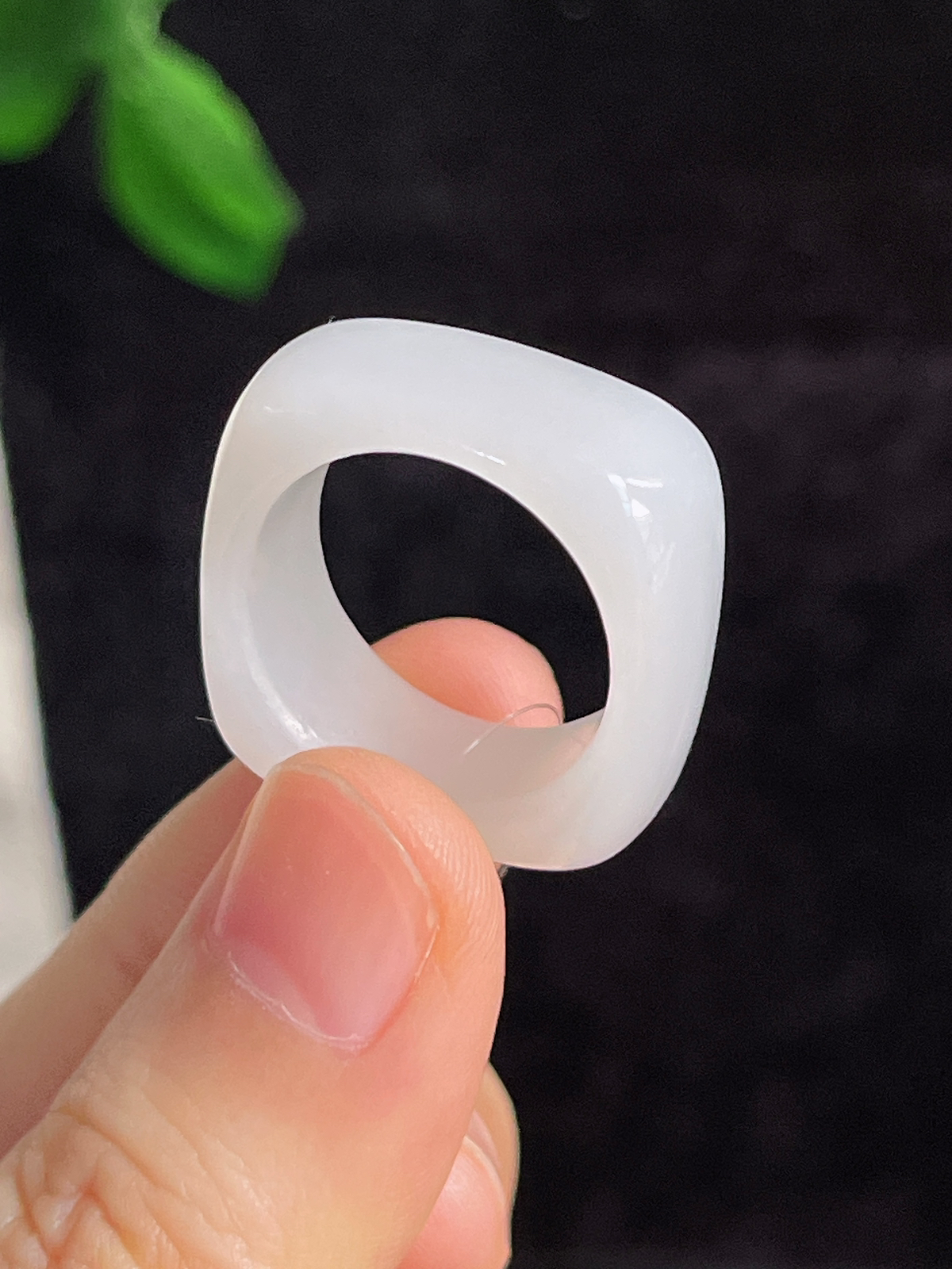 和田玉白玉方形指环