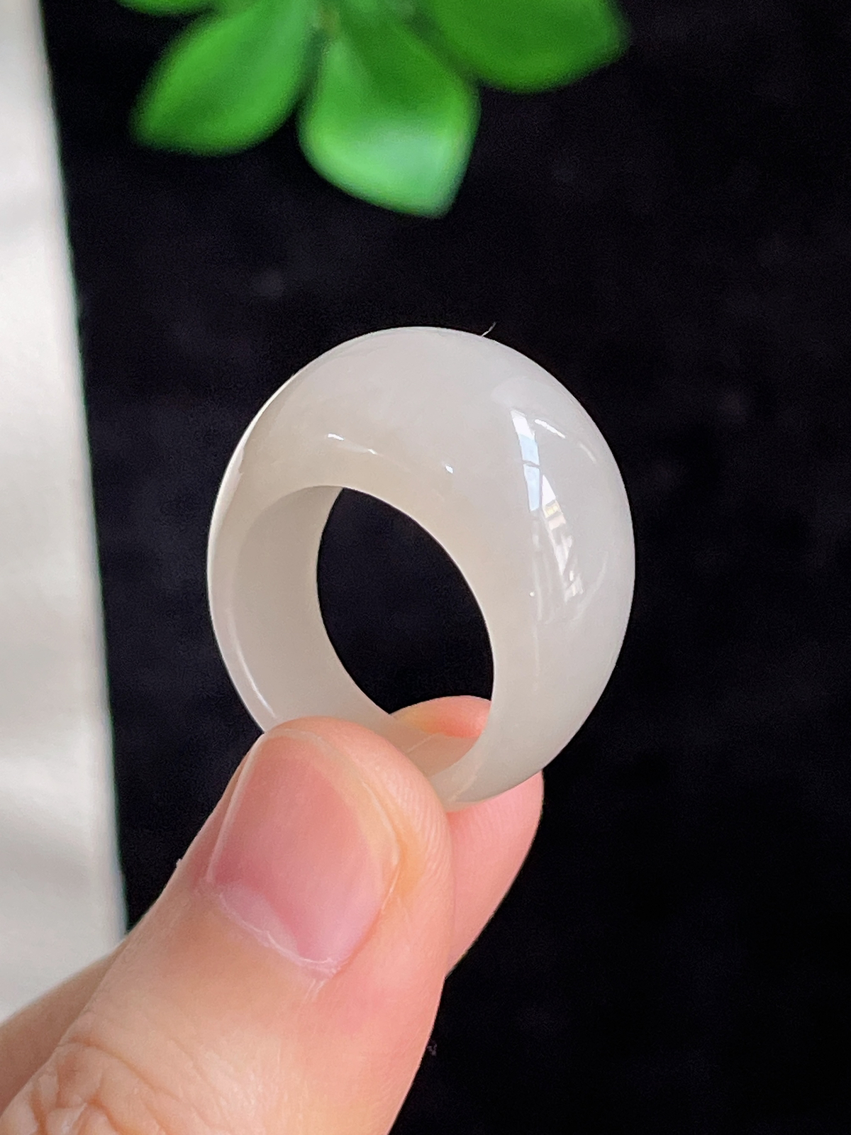 和田玉白玉馒头指环