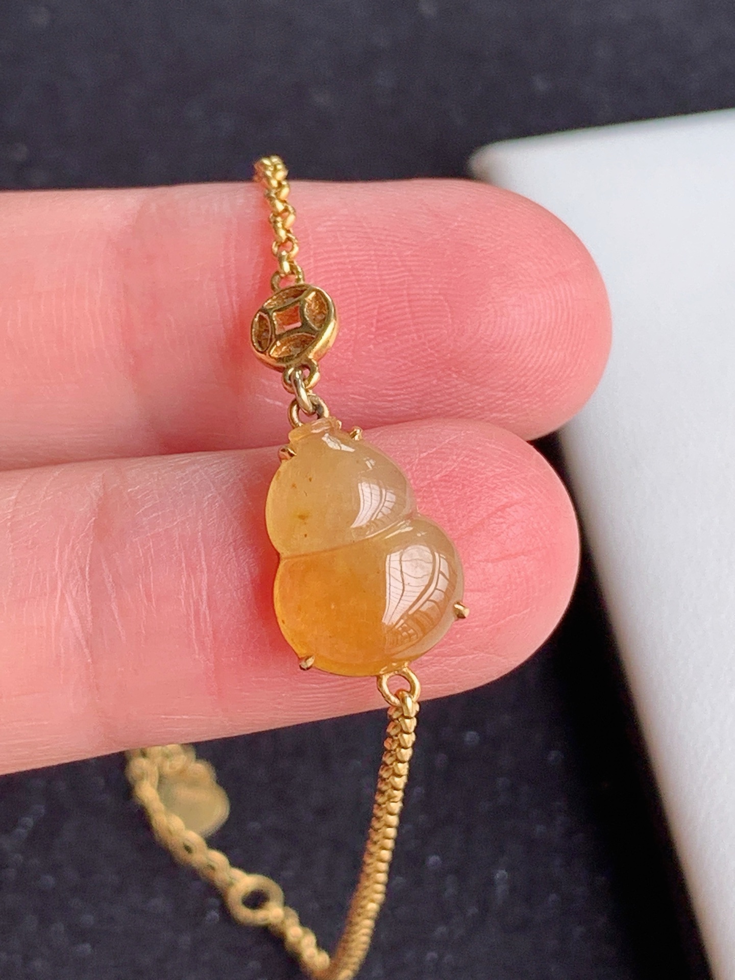 ️18k镶嵌冰黄葫芦手链，，裸石尺寸：12/3/9，4/4