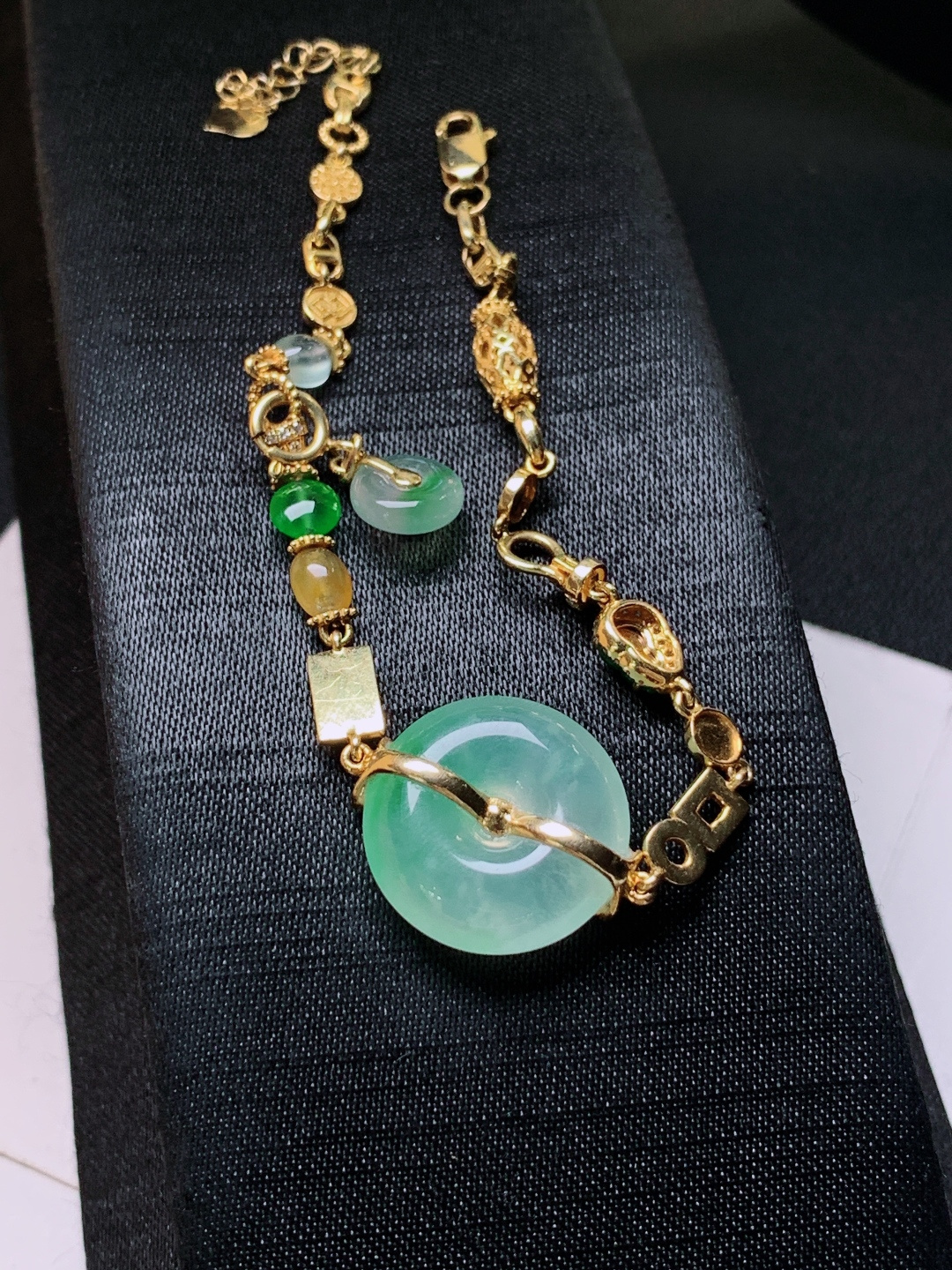 ️ 高冰飘绿平安扣手链，冰透翠绿，裸石16.2-5.8