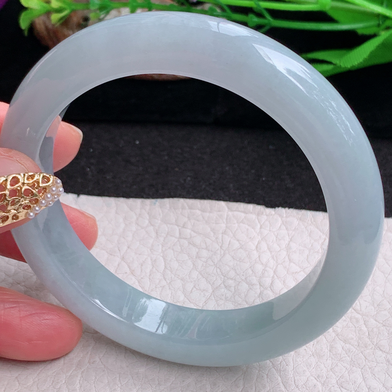 ee实拍59.5*12.3*9.5平安镯 缅甸翡翠a货手镯蓝紫大气女款正圈玉镯子