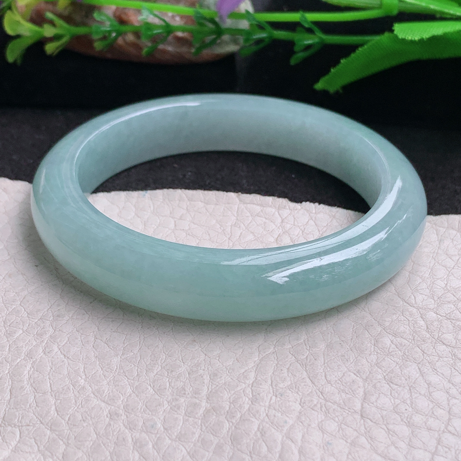 r实拍55*11.6*8.5平安镯 缅甸翡翠a货手镯冰蓝女款正圈玉镯子