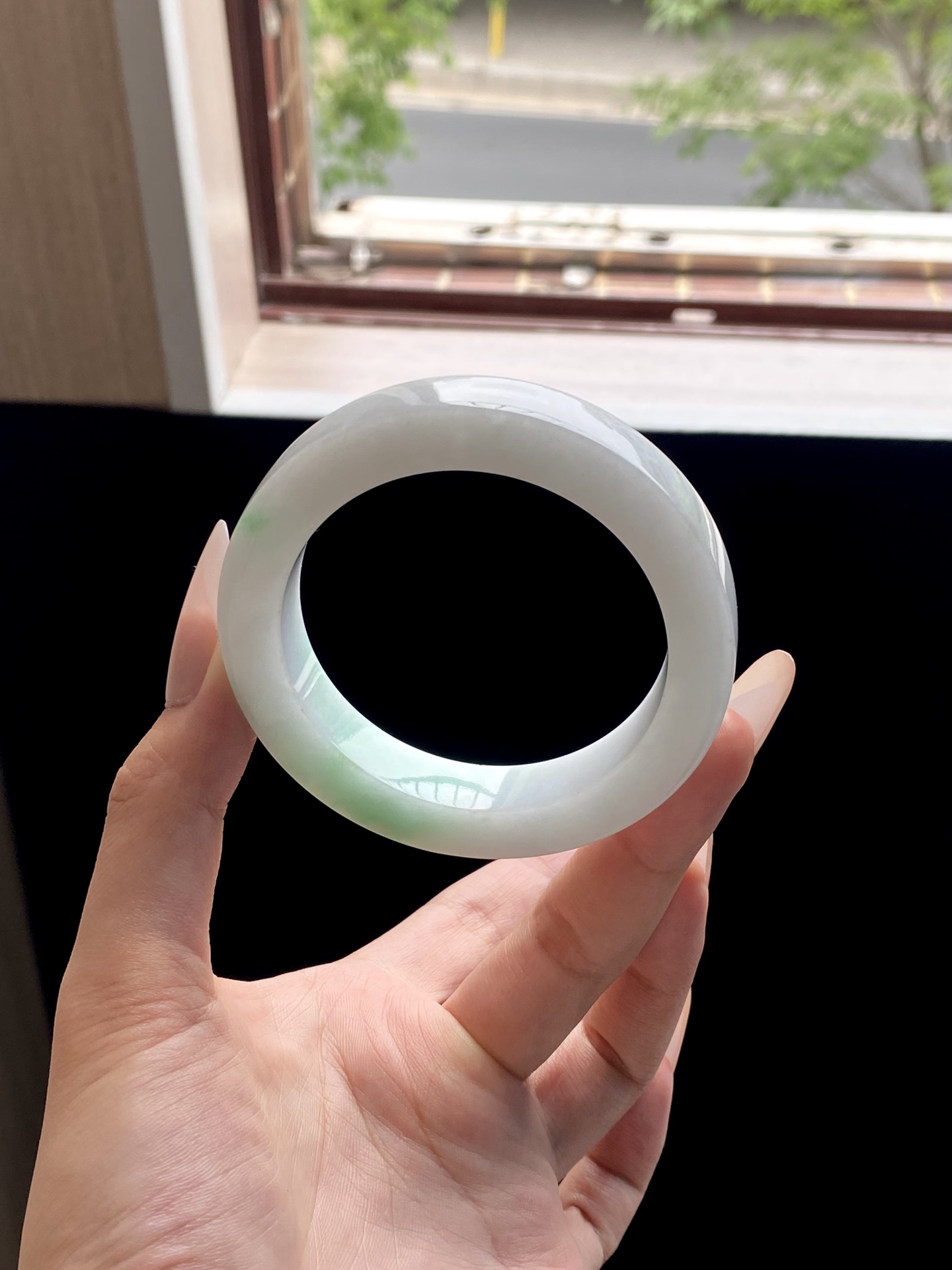 白底青镯胚，A0422-2，⭕️76.5-57-12.2-10，可做57～60正圈