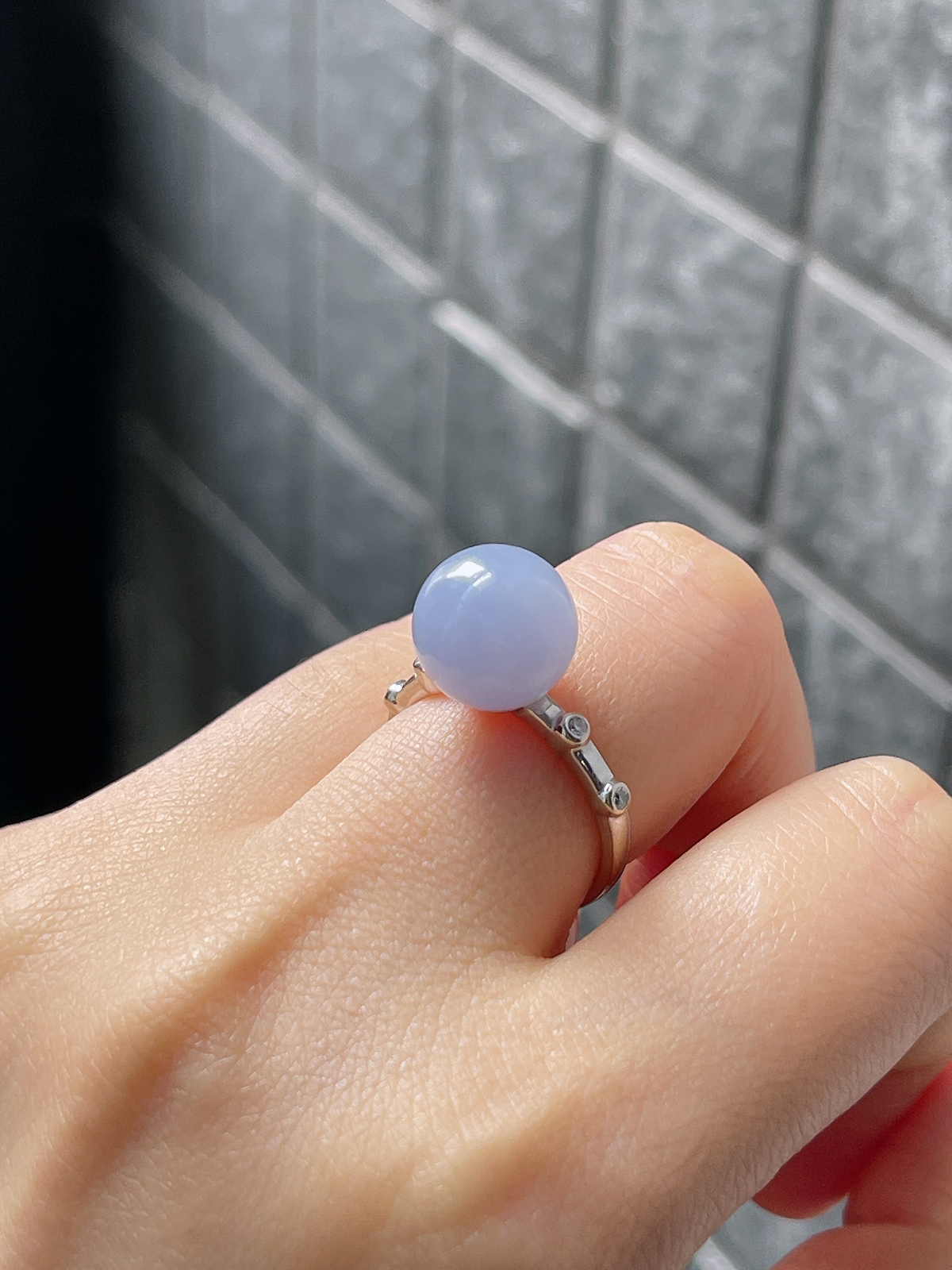 18k金 翡翠糯化种紫色戒指