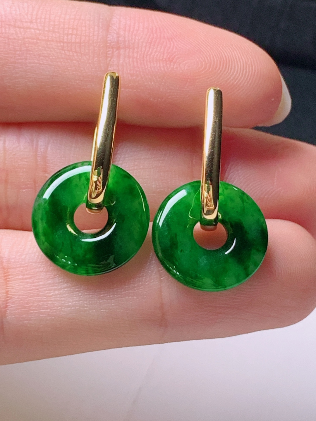 ️ 冰辣绿甜甜圈耳坠，无裂色辣水润，裸石13.8-2.9