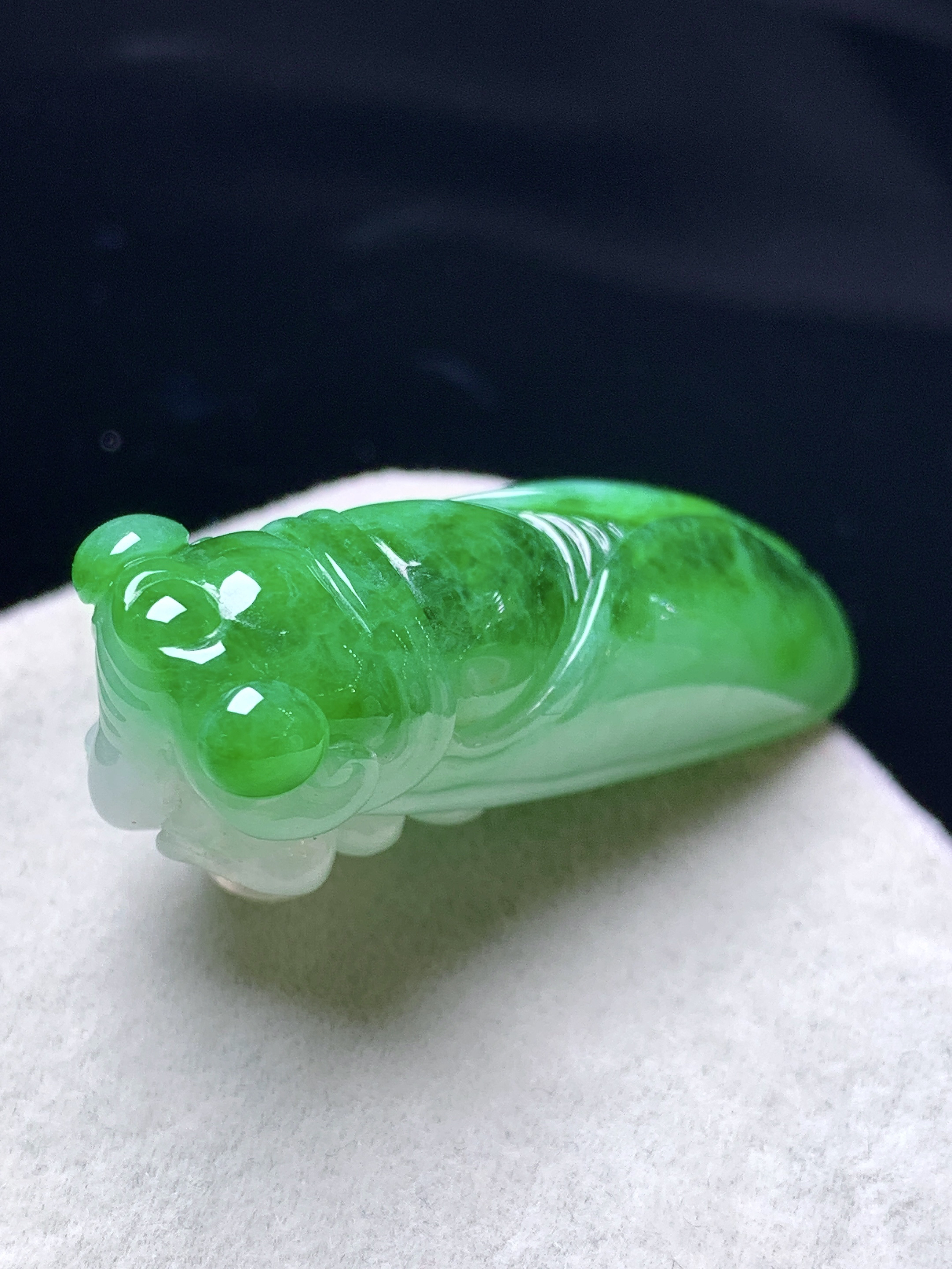 金蝉吊坠 玉质细腻 色泽艳丽清新 水润亮眼 整体尺寸43.5*17.2*17.3w1