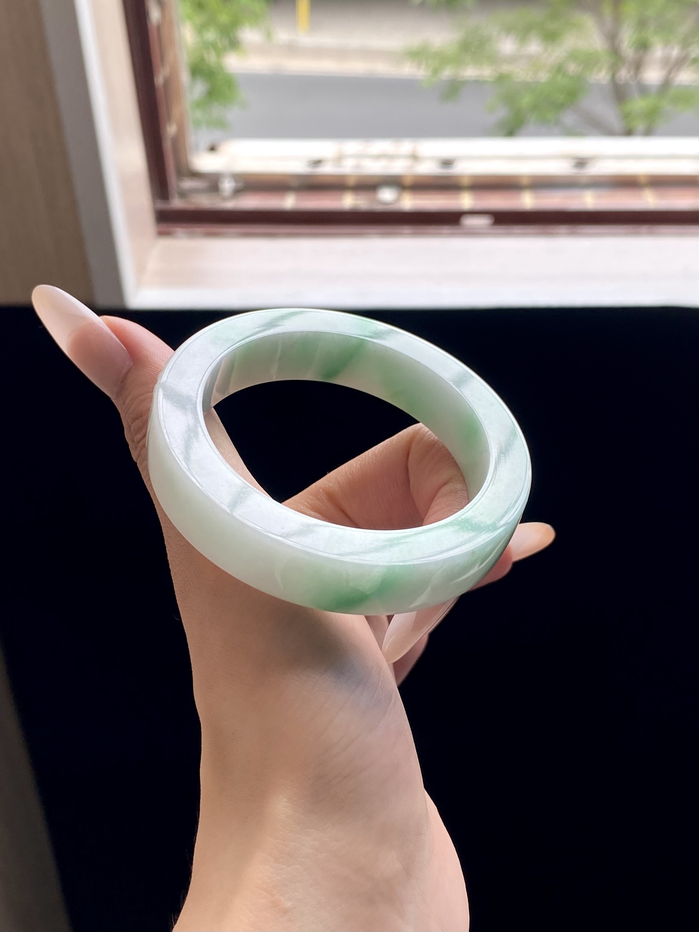 小圈口白底青镯胚，A0422-4，70-53-12.3-8.8，可做53～54正圈