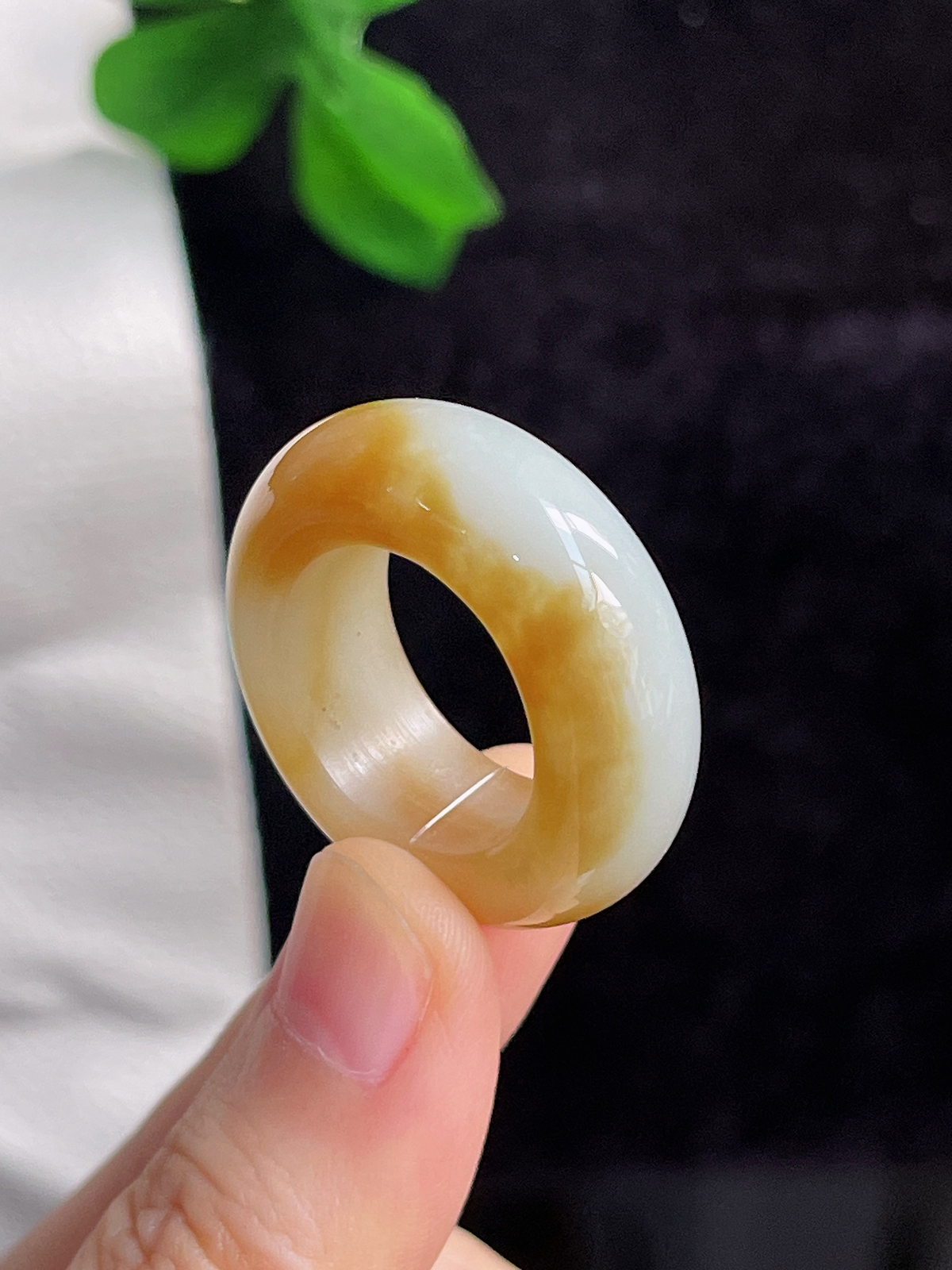 和田玉糖玉宽版指环