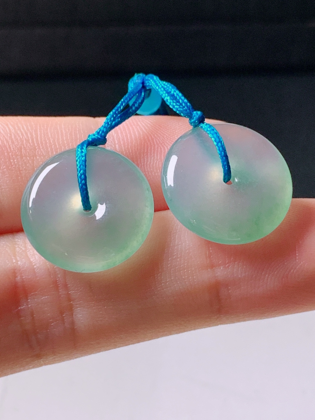 冰种平安扣，无裂，冰透起胶，裸石16.3/4.1，编号