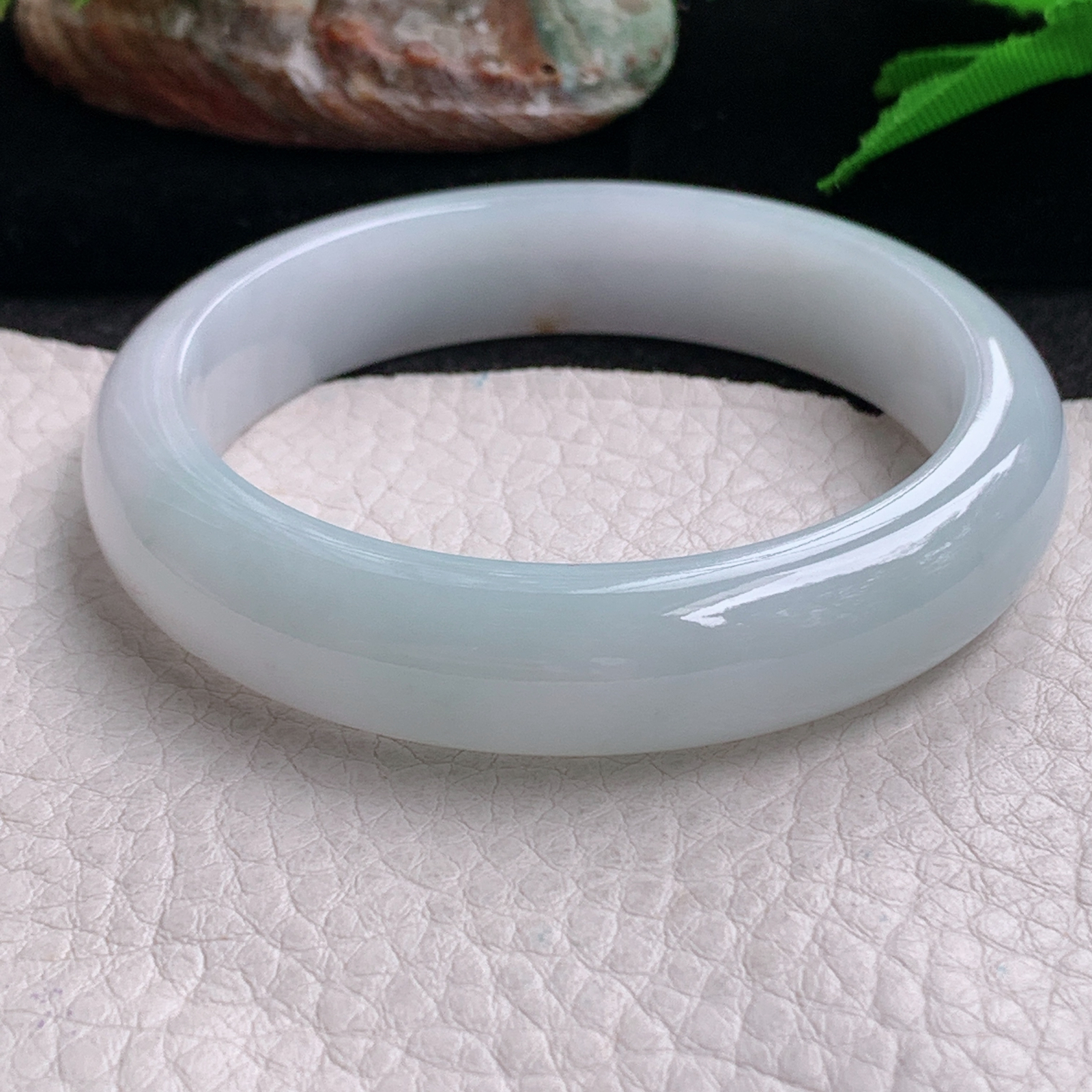 z实拍53*12.2*7.6平安镯 缅甸翡翠a货手镯清新纯美正圈玉镯子