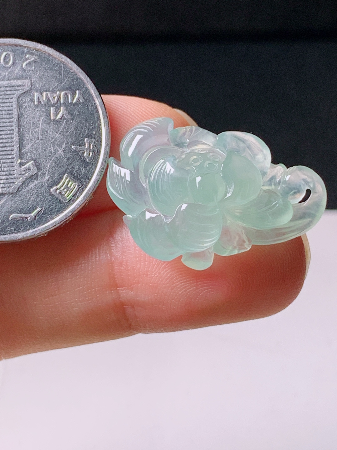 冰种晴水莲花，无裂，裸石25.5/17.1/8.4