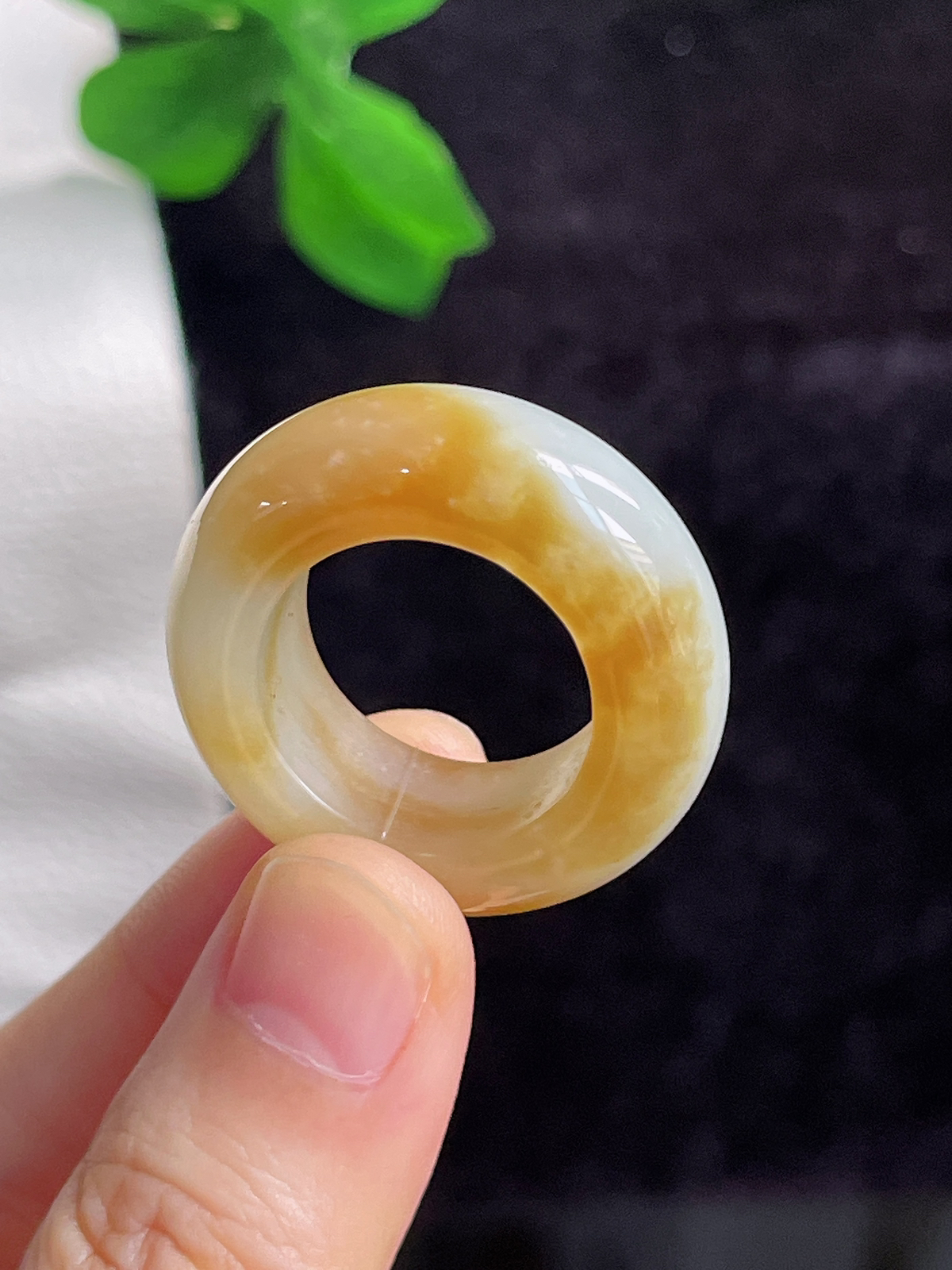 和田玉糖玉宽版指环