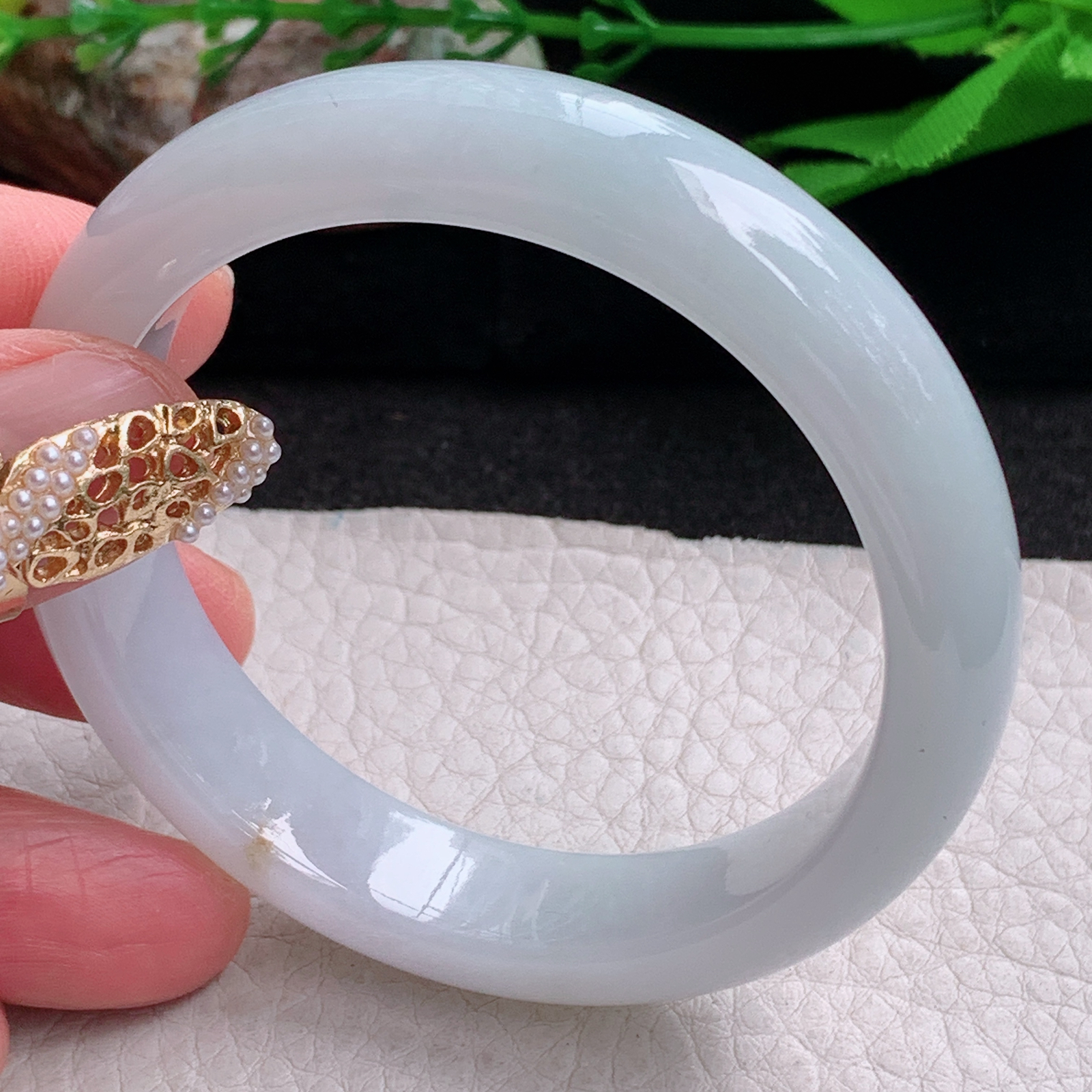 z实拍53*12.2*7.6平安镯 缅甸翡翠a货手镯清新纯美正圈玉镯子