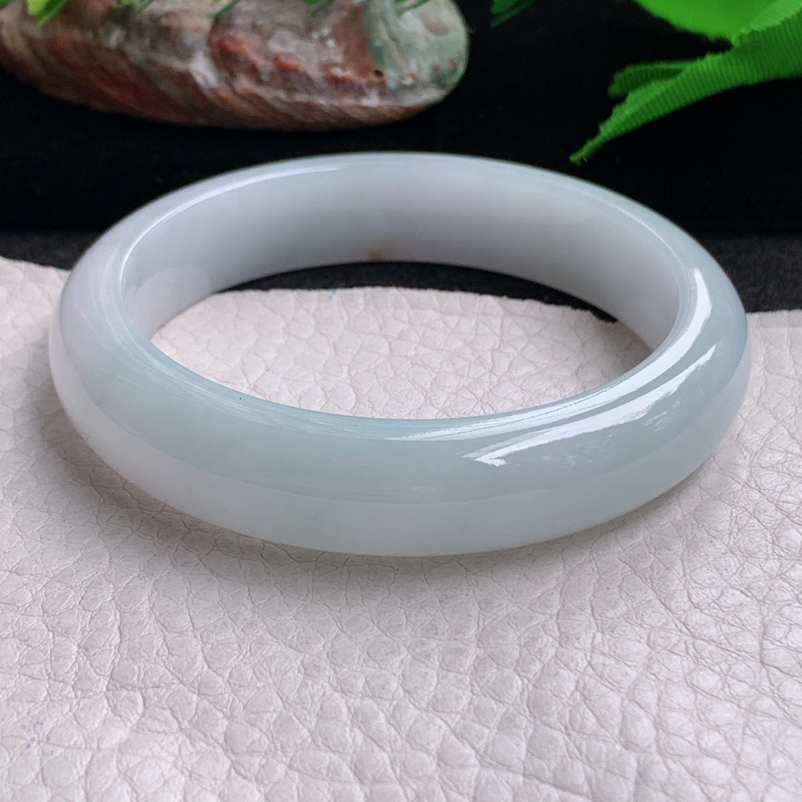 z实拍53*12.2*7.6平安镯 缅甸翡翠a货手镯清新纯美正圈玉镯子