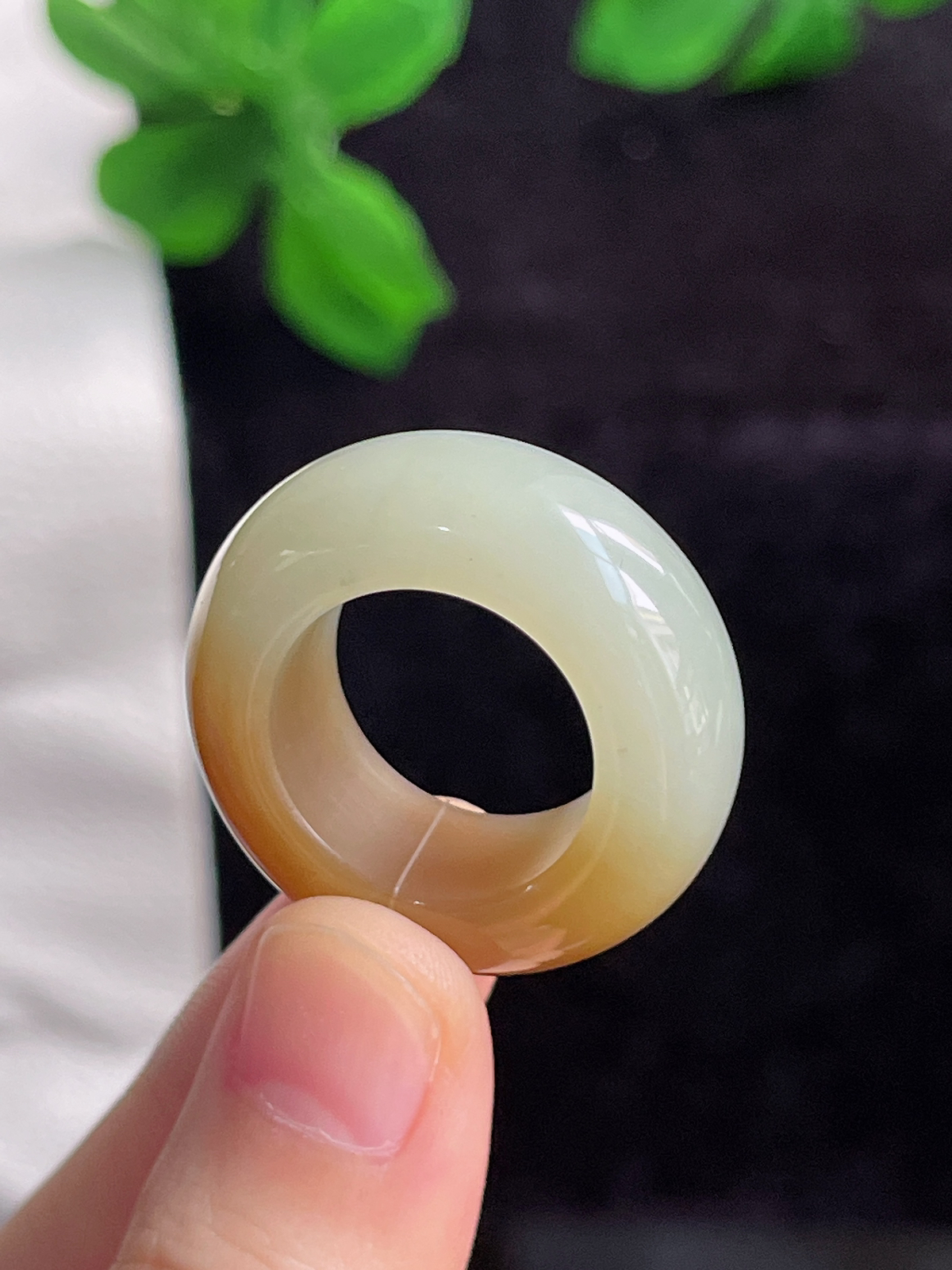 和田玉糖玉宽版指环