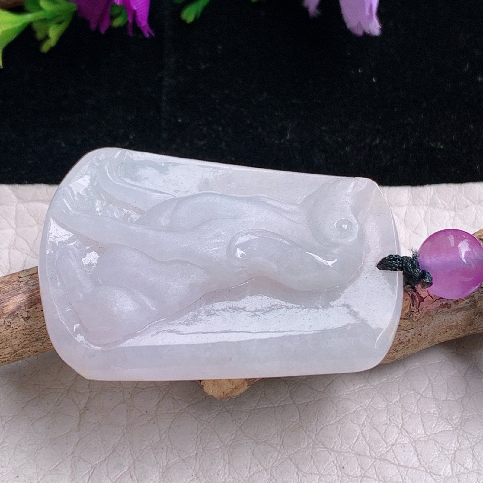 t实拍40.8*29.5*6缅甸翡翠A货精雕冰纯立体狗 招财旺财玉吊坠 玉挂件