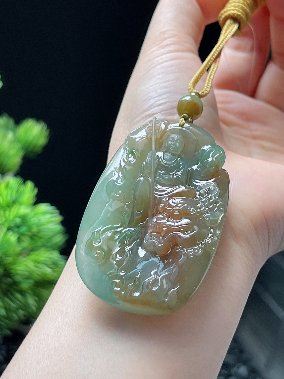 翡翠冰糯种福禄寿三色吊坠