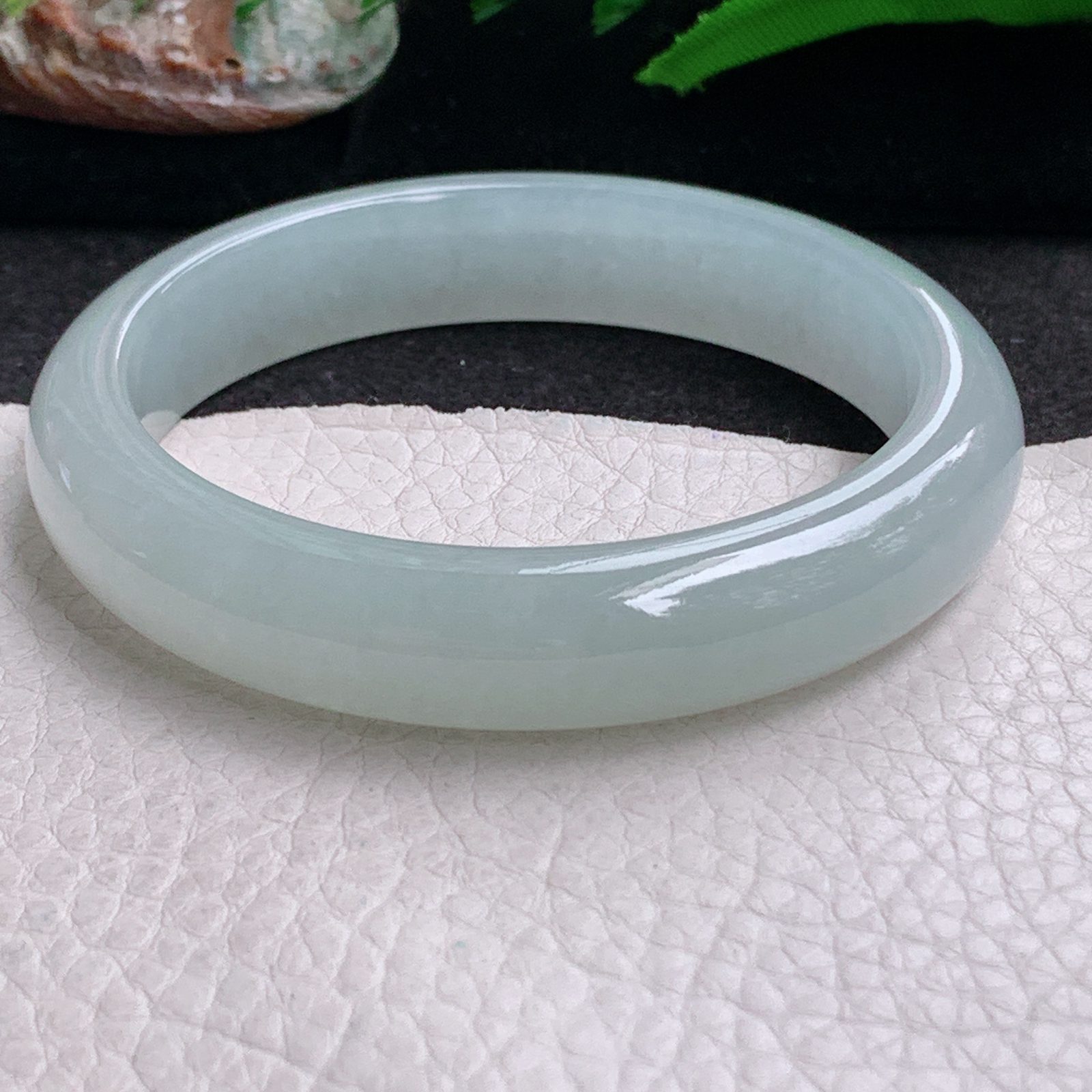 xx自然光57.8*12.6*8.6平安镯 缅甸翡翠a货手镯胶晴底女款正圈玉镯子