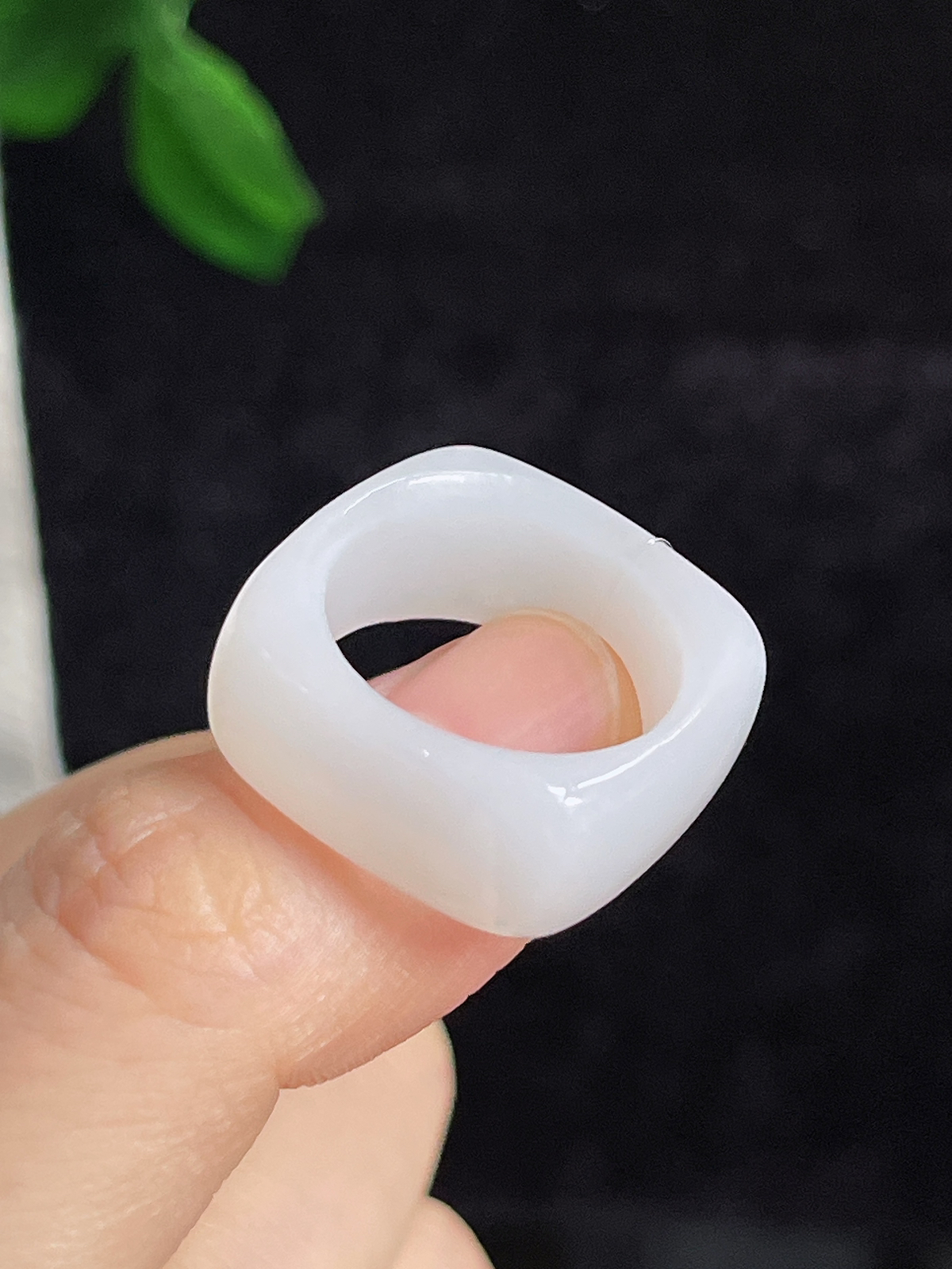 和田玉白玉方形指环