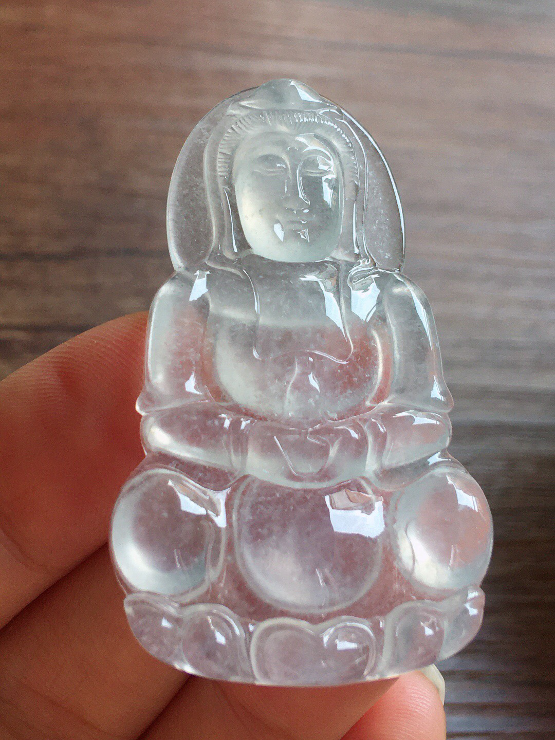 冰种观音，冰润细腻，品相好，种水足，001 尺寸50.5*29.9*4.9