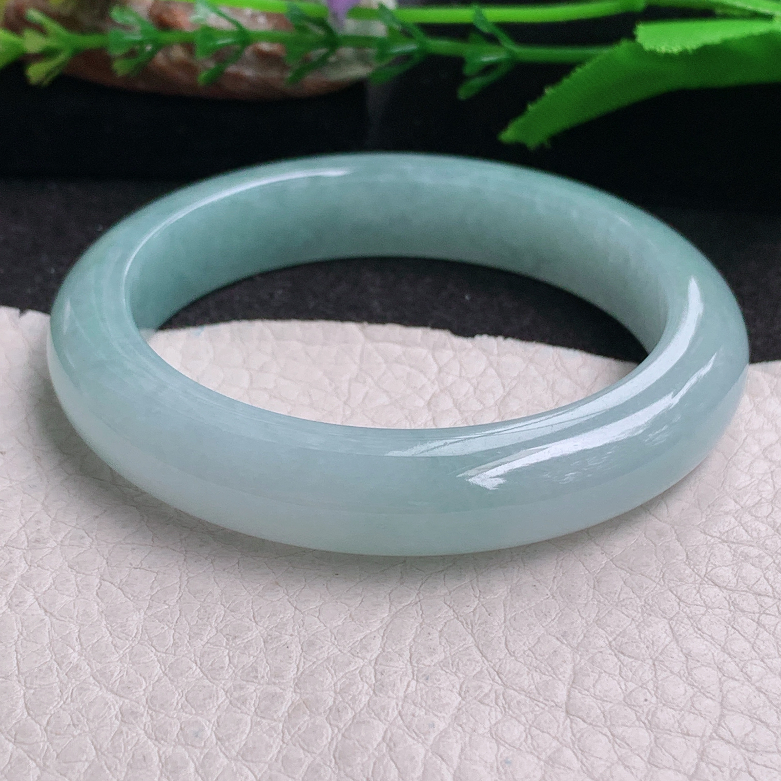 r实拍55*11.6*8.5平安镯 缅甸翡翠a货手镯冰蓝女款正圈玉镯子