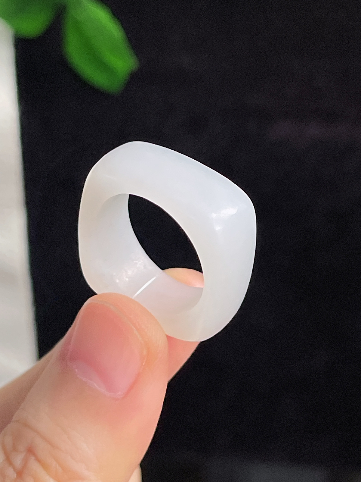 和田玉白玉方形指环