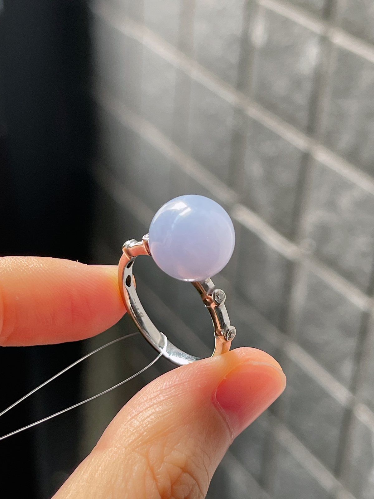 18k金 翡翠糯化种紫色戒指