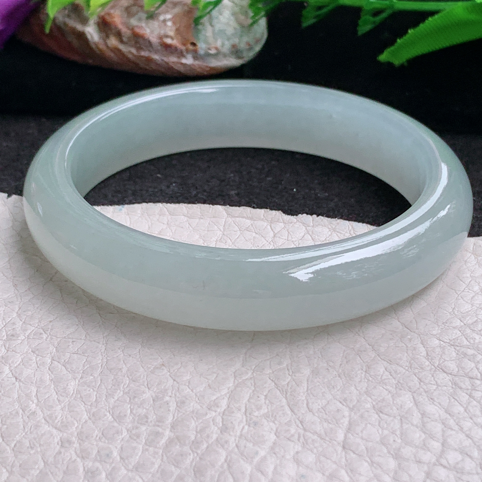 xx自然光57.8*12.6*8.6平安镯 缅甸翡翠a货手镯胶晴底女款正圈玉镯子