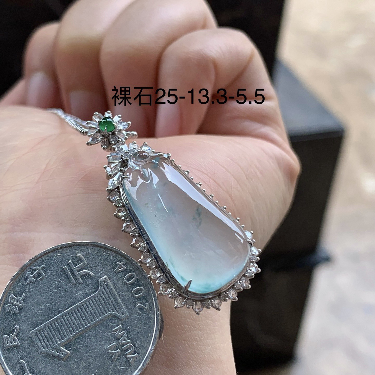 金钻镶嵌冰种福瓜^_^透亮