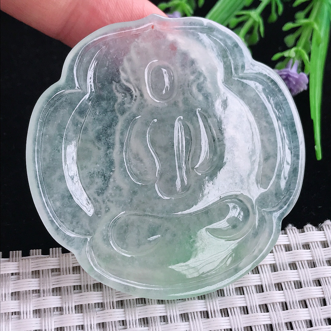 实拍A货翡翠57.5/5.5老坑冰种度母菩萨吊坠翡翠玉坠挂件