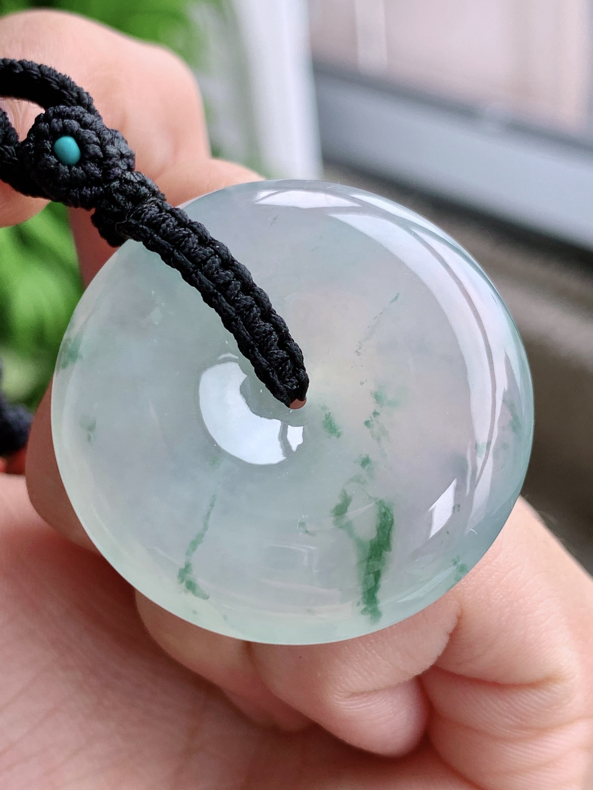 【裸石】冰飘花平安扣大平安扣吊坠  
【说明】缅料 性价比高  
【尺寸】35.5-7.7..