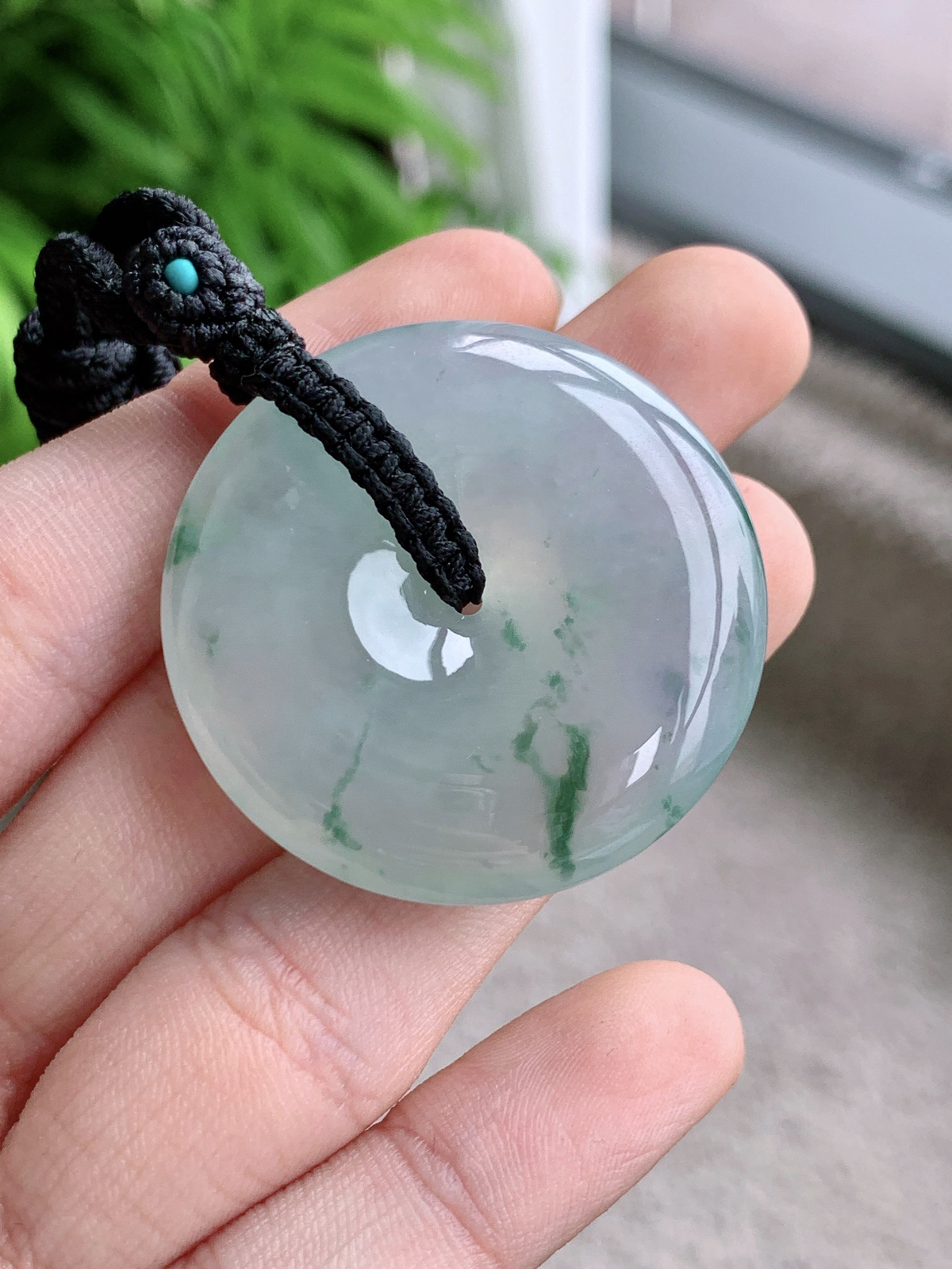 【裸石】冰飘花平安扣大平安扣吊坠  
【说明】缅料 性价比高  
【尺寸】35.5-7.7..