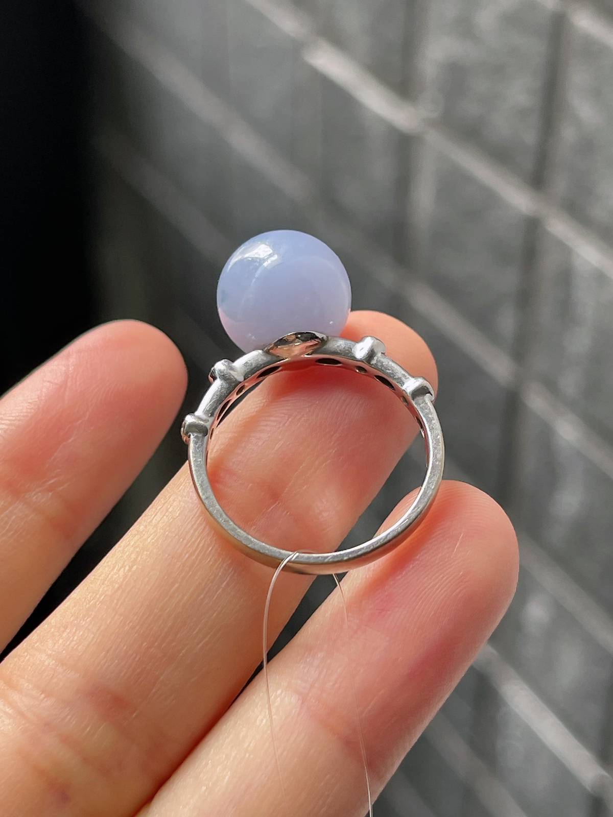 18k金 翡翠糯化种紫色戒指